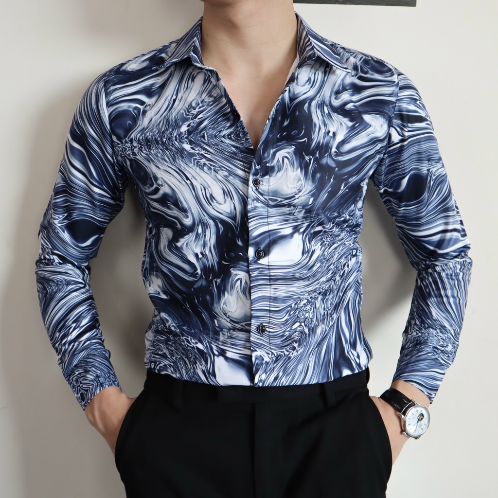 [SIÊU PHẨM]💥Áo sơ mi nam dài tay ❤️FREESHIP❤️ áo sơ mi kiểu hàn quốc họa tiết đẹp vải lụa thoáng mát | BigBuy360 - bigbuy360.vn