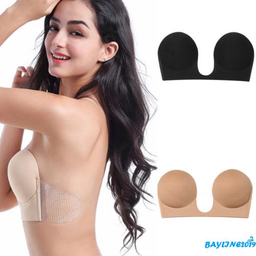 Áo Ngực Dán Vô Hình Hở Lưng Chất Liệu Silicon Cổ Chữ U Khoét Sâu Cho Phụ Nữ