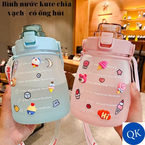 Bình Nước Nhựa SIZE TO CÓ CHIA VẠCH TIỆN LỢI BÉO LÙN KUTE_ THỂ TÍCH 1300ml - THỂ TÍCH 2000ML