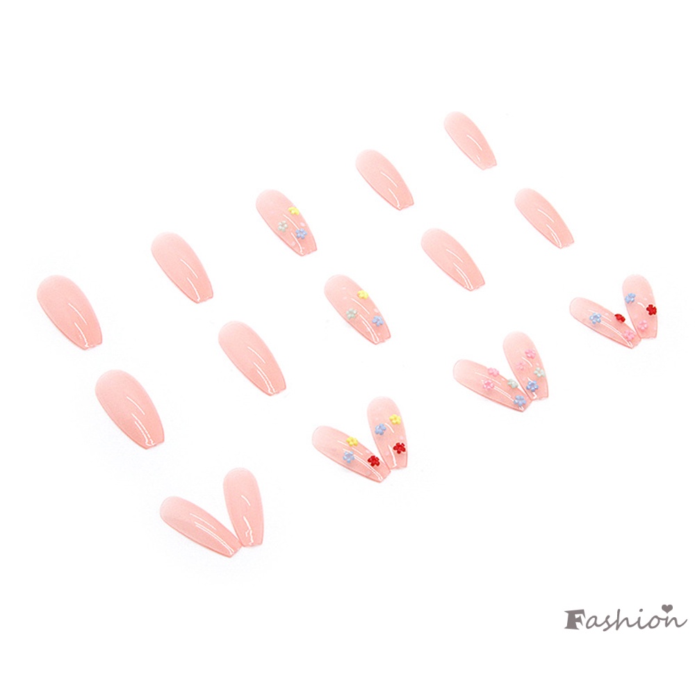 Bộ 24 Móng Tay Giả Dài Phủ Toàn Diện Trang Trí Móng Chân Phong Cách Pháp Cho Nữ