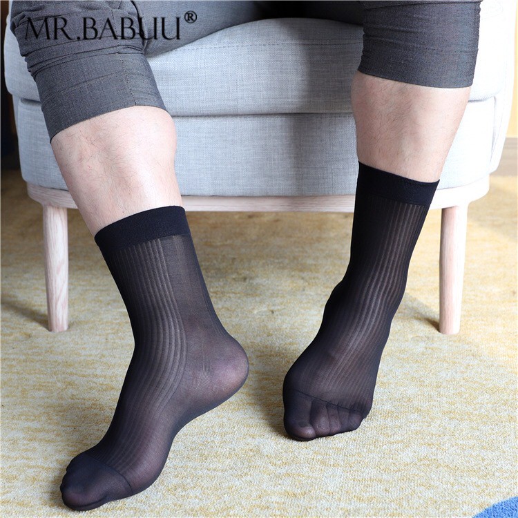 Vớ nam văn phòng vớ da nam sheer socks A1 No.0038 - Đen