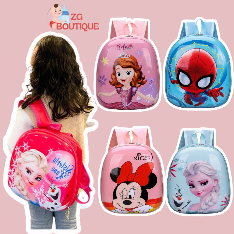 ▲✉⊙Balo cho bé đi học mẫu giáo mầm non, trứng chống nước siêu nhân công chúa Elsa Micky ZG Boutique