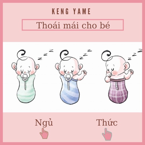 Nhộng chũn cho bé sơ sinh túi ngủ hỗ trợ giấc ngủ Keng Yame  quấn chũn chất liệu Cotton co giãn 4 chiều, mềm mại