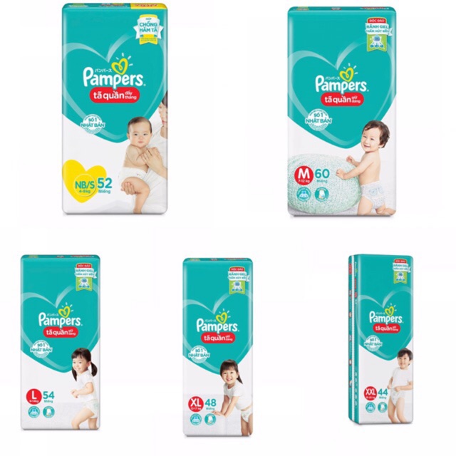 Tã quần Pamper giữ dáng mới gói siêu đại đủ size (S52/M60/L54/XL48/XXL44)