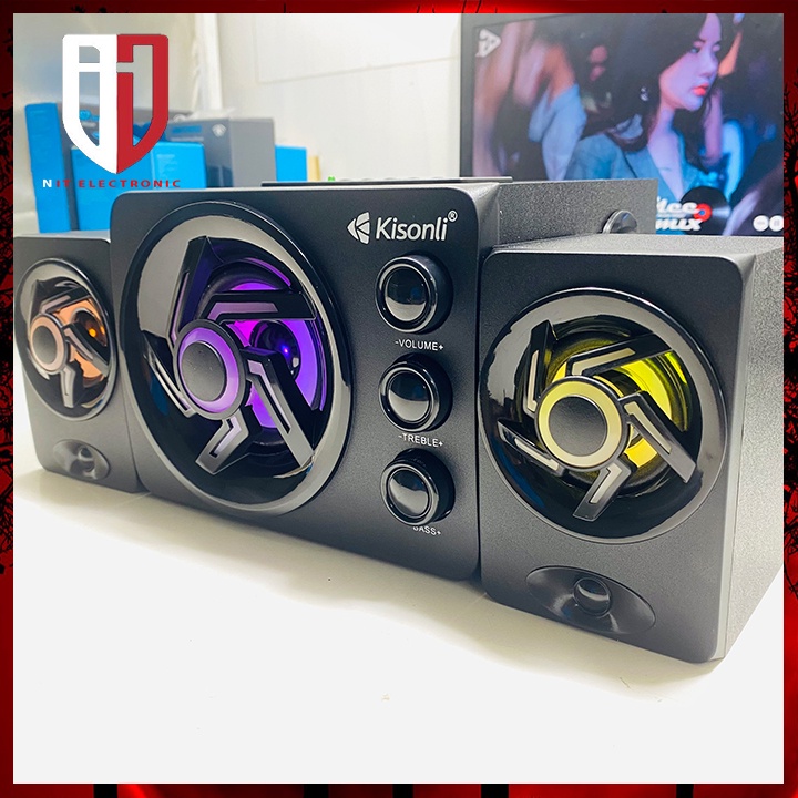 Loa máy tính bluetooth để bàn có dây KISONLI TM-8000A loa vi tính lED RGB gaming