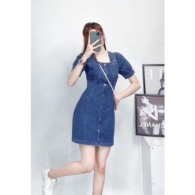 Đầm jeans vải giãn tay