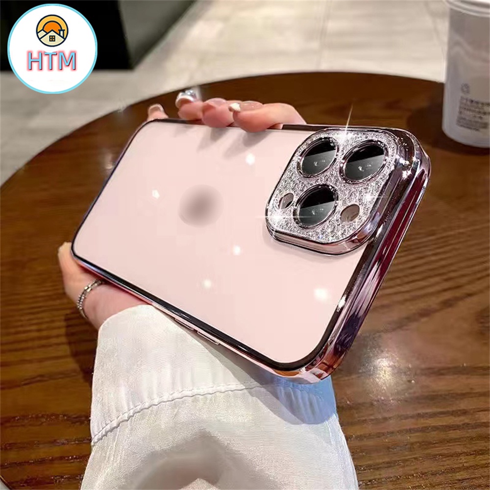 Ốp Điện Thoại TPU Mềm Trong Suốt Mạ Điện Có Miếng Dán Bảo Vệ Ống Kính Cho iPhone 13 12 11 Pro Max Promax XS Max XR X