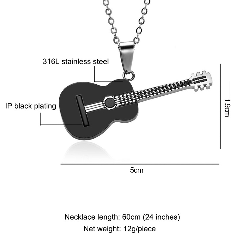 Dây Chuyền Inox 316l Mặt Hình Đàn Guitar Cá Tính Cho Nam