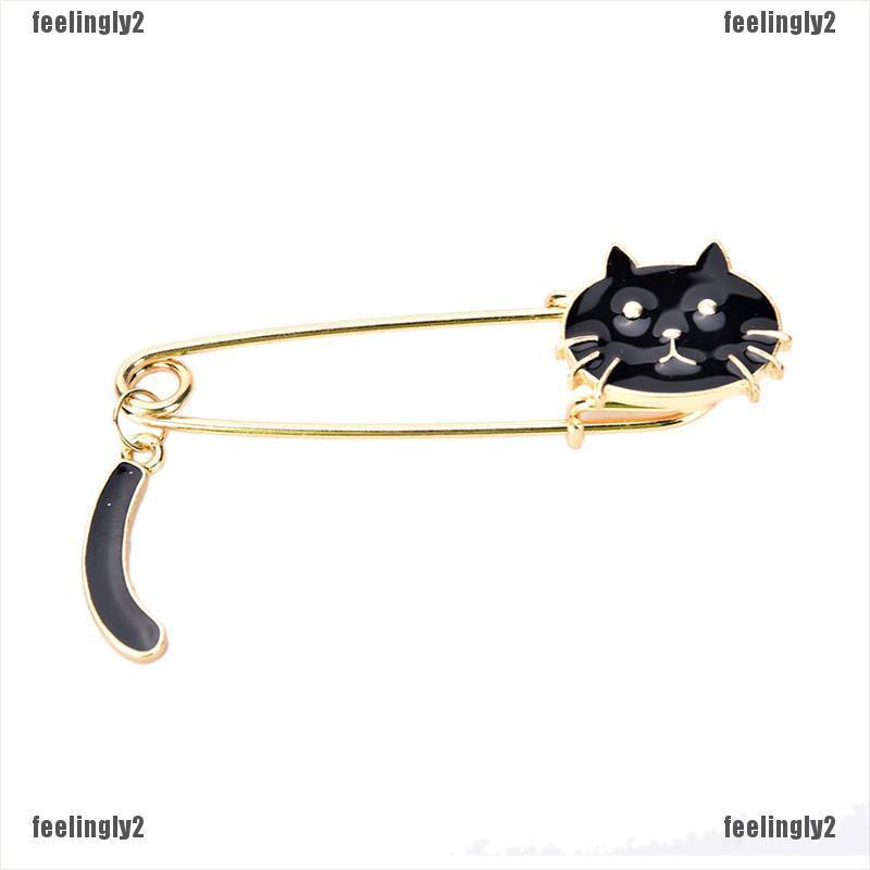 ❤Mặt Trời❤ Huy Hiệu Cài Áo Hình Mèo Trắng Đen Thời Trang