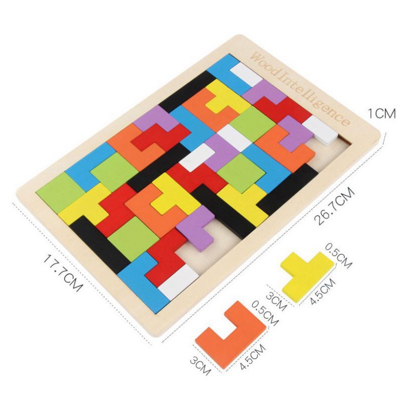 [MUA 1 ĐƯỢC 5] Đồ Chơi xếp hình lắp ráp Montessori Bằng Gỗ Tetris Cho Bé_ 40 miếng