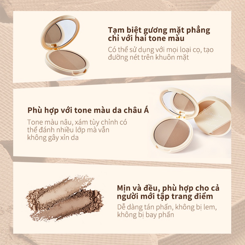 Hộp phấn tạo khối Judydoll 2 màu đa dụng không thấm nước điều dầu hiệu quả 8g