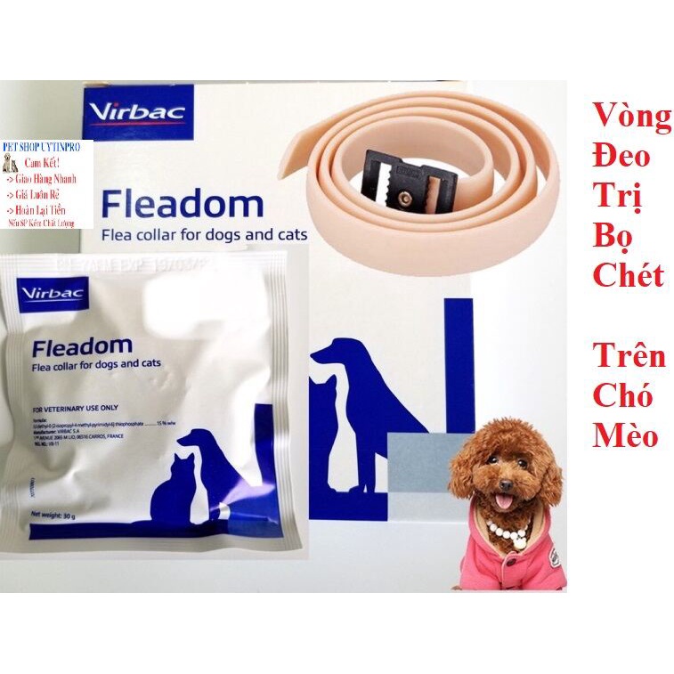 VÒNG CỔ TRỊ BỌ CHÉT TRÊN CHÓ MÈO Virbac Fleadom Hộp 30g Nhập khẩu từ Pháp