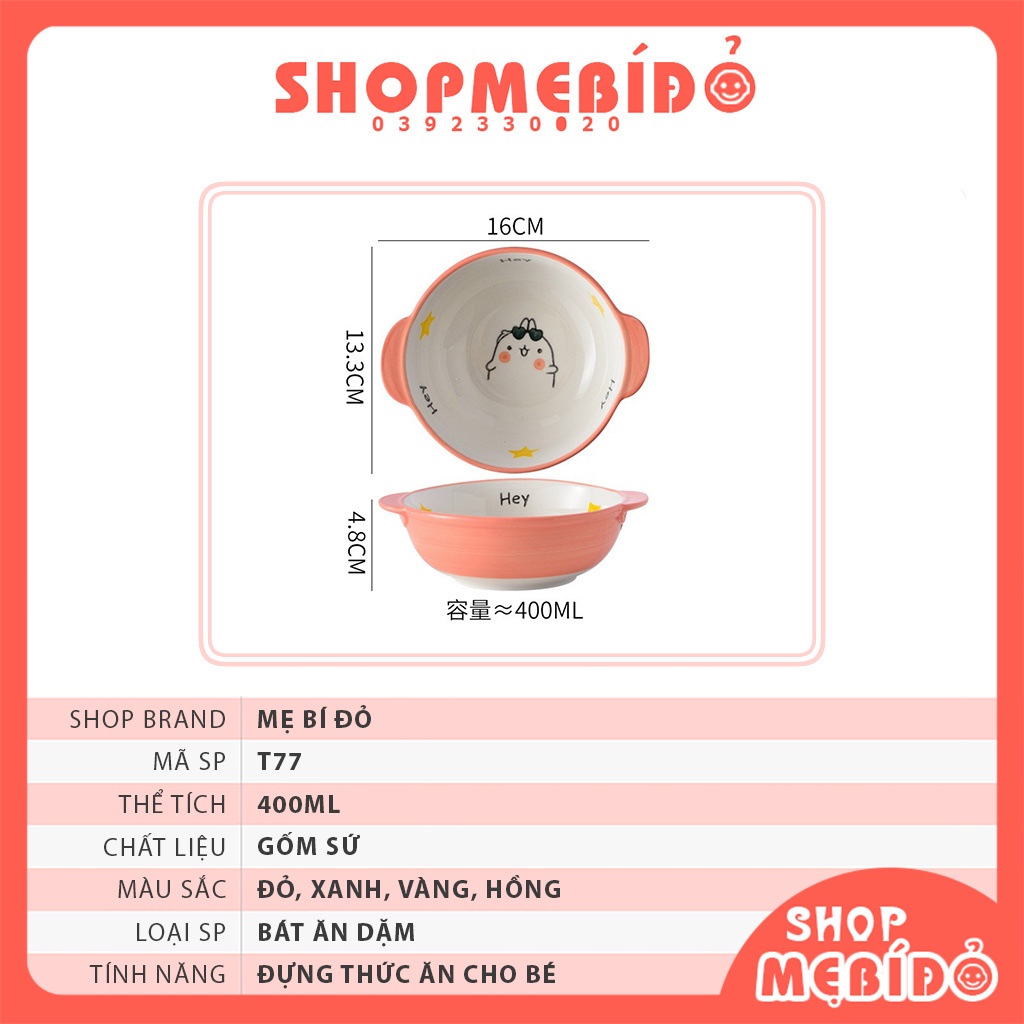 Bát Ăn Dặm Gốm Sứ Lớn Nhiều Hình Dễ Thương Cho Bé 350ML Shop Mẹ Bí Đỏ T77