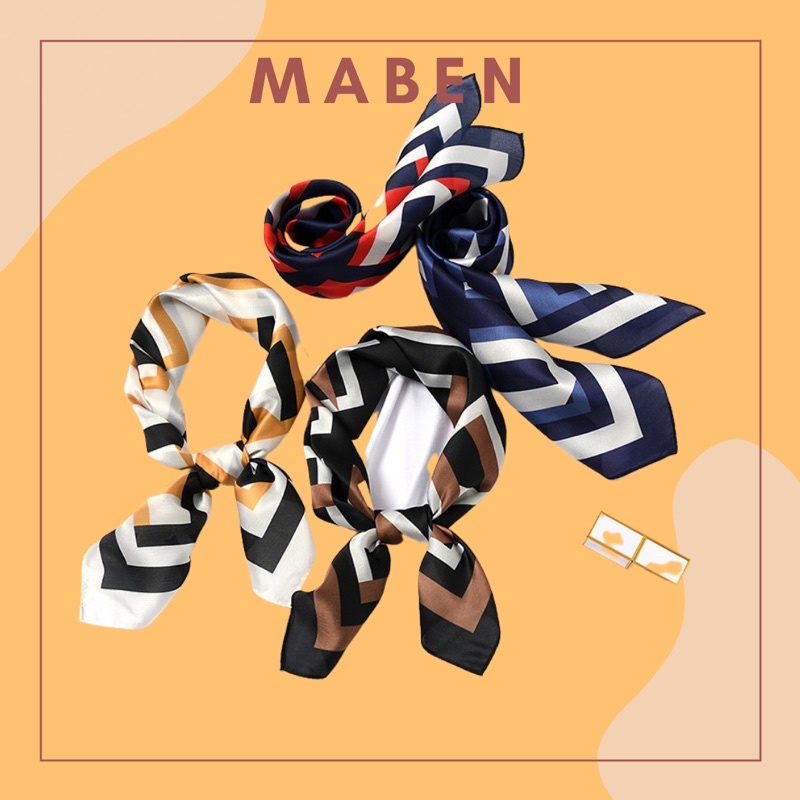 Khăn turban lụa mini size 58x58cm in hình chữ cái - Maben