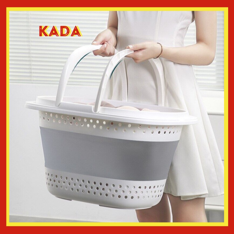 Giỏ Đựng Đồ Có Quai Xách Đa Năng Gấp Gọn - Sọt Nhựa Đựng Quần Áo Chất Liệu Dẻo Tiện Lợi -HM624