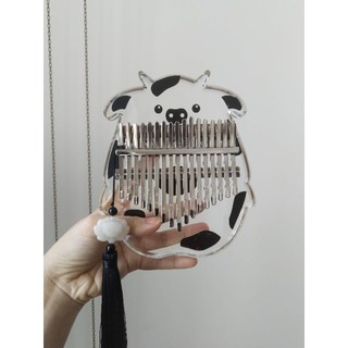 Kalimba 17 phím bò sữa trong suốt tặng full phụ kiện và dây treo trang trí