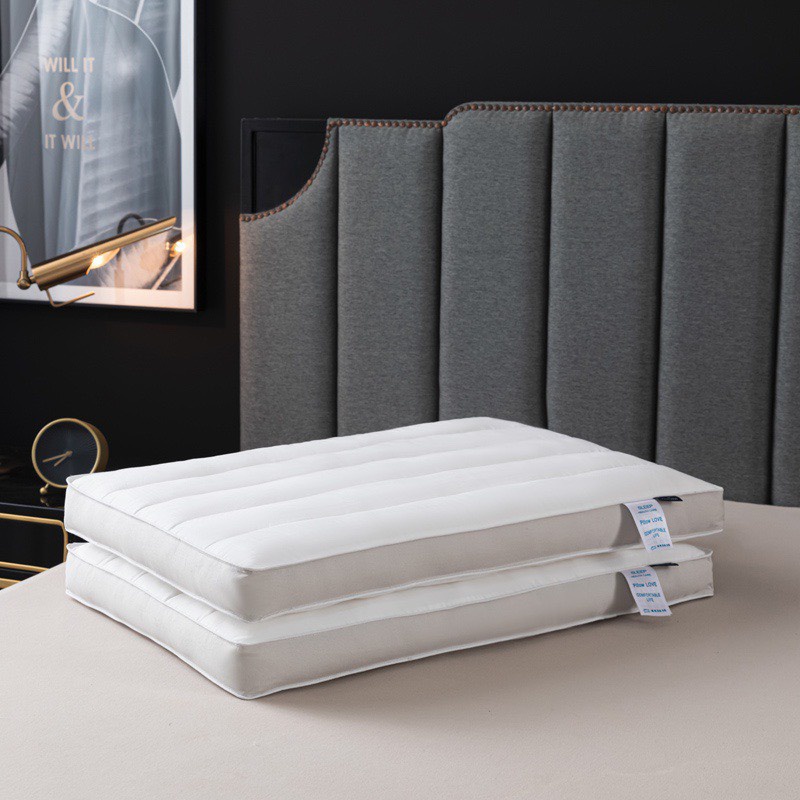 Gối Ống Thấp TENCEL Ruột Lông Vũ Kháng Khuẩn - Chống Mỏi Vai Gáy, Giúp Ngủ Ngon Độ Cao Vừa Phải