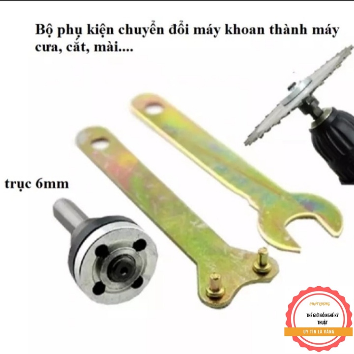 Bộ phụ kiện trục 6mm -10mm chuyển đổi máy khoan thành máy cắt đa năng có lá chắn ( có bán lẻ phụ kiện )