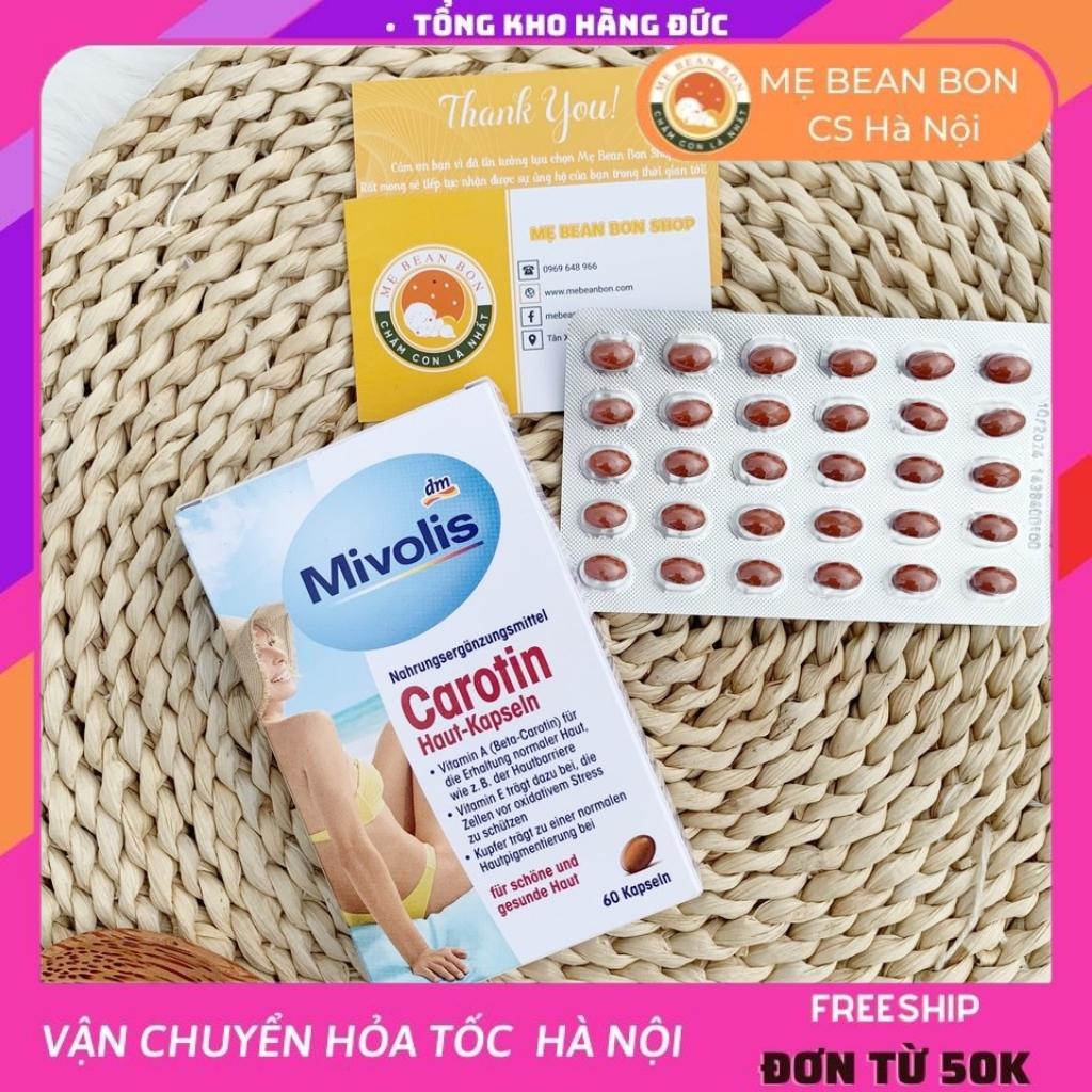 Viên uống chống nắng Mivolis Das Gesunde Plus Carotin 60 viên của Đức hỗ trợ bảo vệ da khỏi những tác hại xấu của nắng