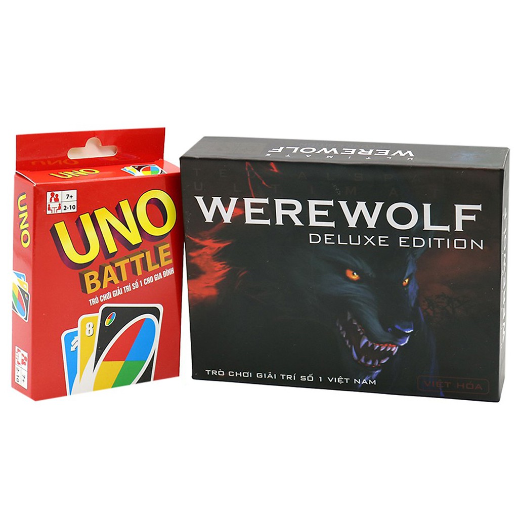 Combo 2 Bộ Bài Ma Sói Ultimate Việt Hóa + 2 Bài Uno Battle Đại Chiến
