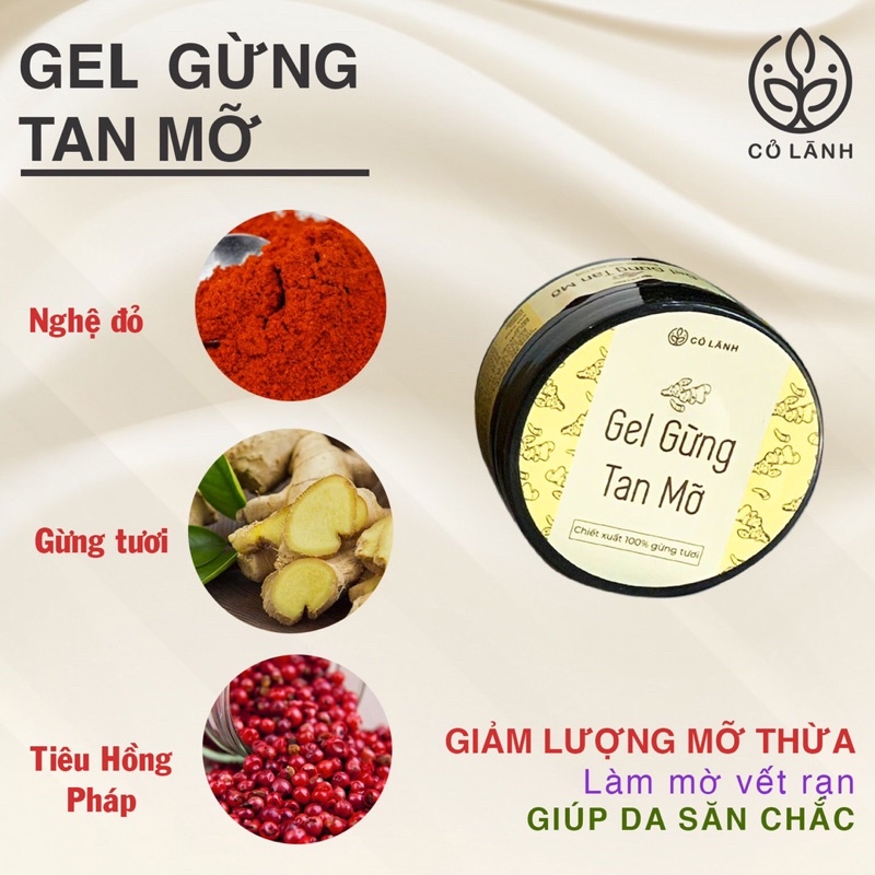 Gel Gừng tan mỡ Cỏ Lành 100G Chiết xuất 100% từ tự nhiên