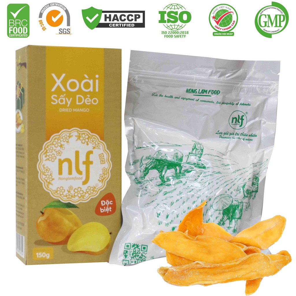 Xoài sấy dẻo Nonglamfood  Hộp 150g | Healthy Snack | Ăn vặt văn phòng | Ăn vặt tốt cho sức khỏe | Trái cây sấy