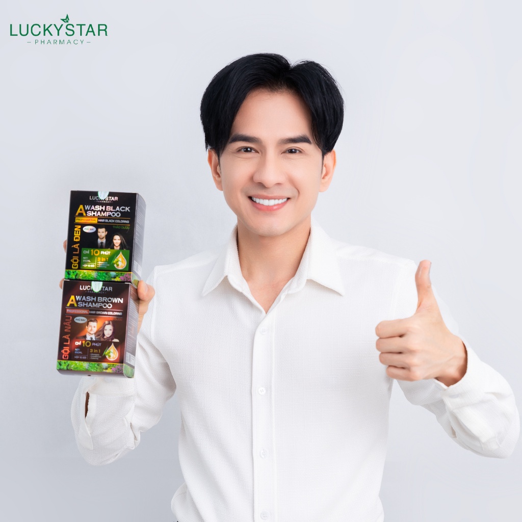 Dầu gội phủ bạc cao cấp LuckyStar giúp nhuộm tóc đen tại nhà nhanh chóng