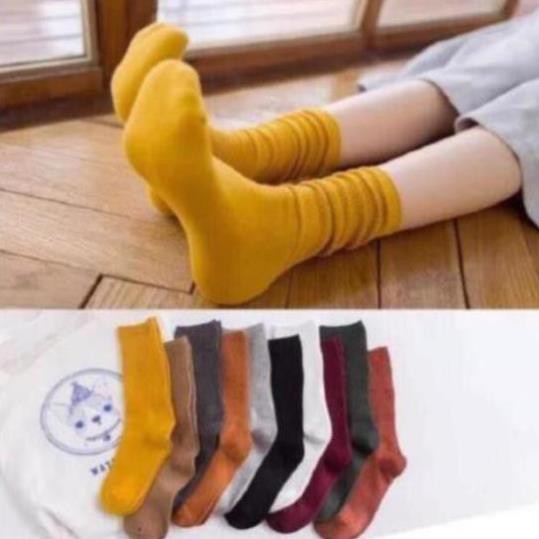 Set 5 Vớ Trơn Gân Cổ Cao (5 Đôi 5 Màu),.