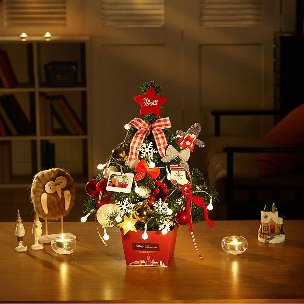 KUNHEV Cây Thông Noel Gắn Đèn LED 45cm Để Bàn Trang Trí Tiệc Giáng Sinh