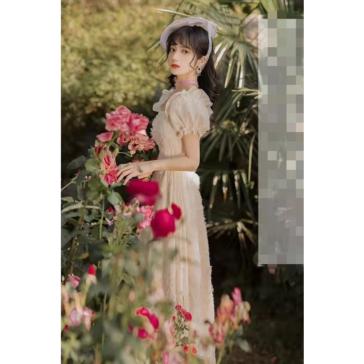 Đầm Cổ Vuông Tay Phồng Thêu Ren Thời Trang Mùa Hè Xinh Xắn Cho Nữ