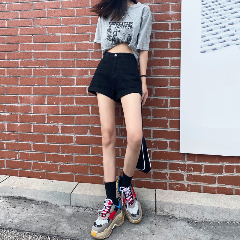 Quần đùi nữ, quần short nữ kaki basic hàn quốc màu đen size S M L SKUQ-09A