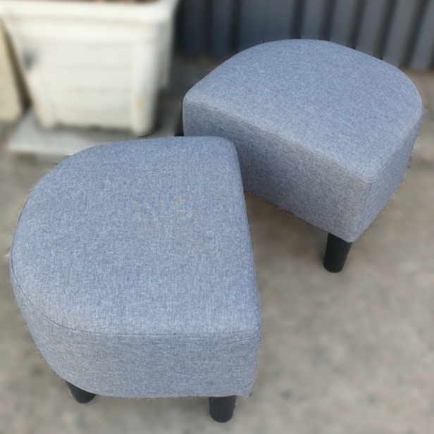Ghế Sofa Đôn Vải Bố Màu Xám Xinh Xắn Chân Cao 15cm - Ghế Đôn Tròn Bầu Nhỏ Mini
