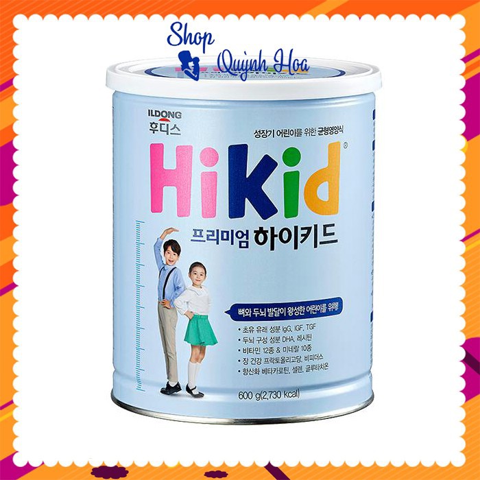 Sữa Hikid Premium [CHÍNH HÃNG] tăng chiều cao cho bé/ Sữa Hikid Hàn Quốc tách béo, 600g - [CÓ TEM PHỤ TIẾNG VIỆT]