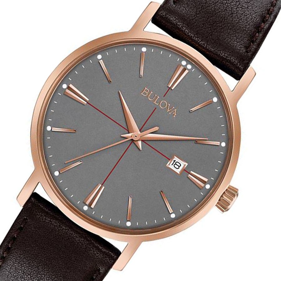 Đồng Hồ Bulova Nam Dây Da Pin-Quartz 97B154 - Mặt Xám (39mm)