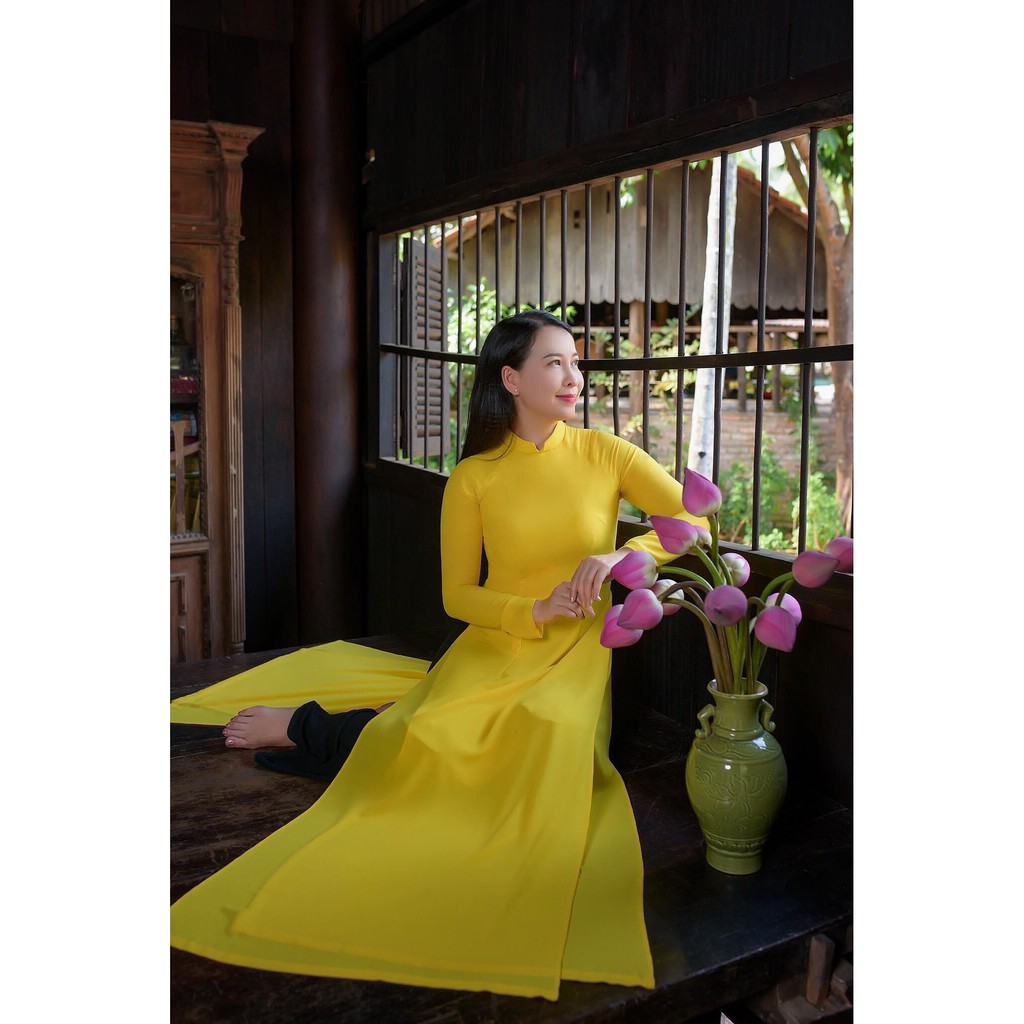 [ SALE  30% - FREESHIP ] Áo Dài 4 Tà - Màu Vàng Nghệ  - Chất Liệu Chiffon Cao Cấp - Hỗ Trợ 1 Đổi 1 - Hàng Đủ Size