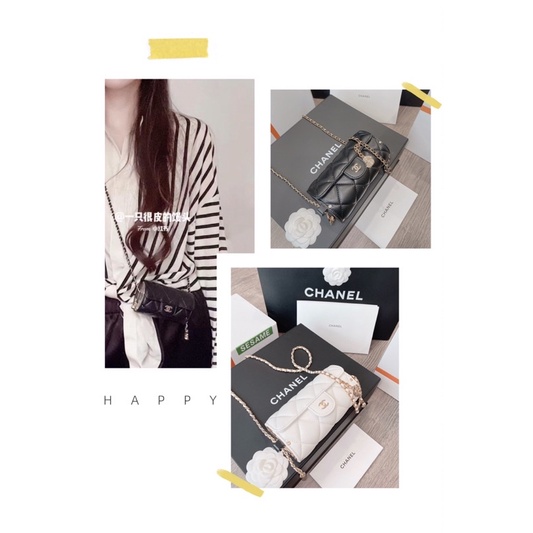 Túi đeo chéo nữ tròn dáng trống da mịn màu đen trắng khoá vàng dây xích fullbox có hộp xịn