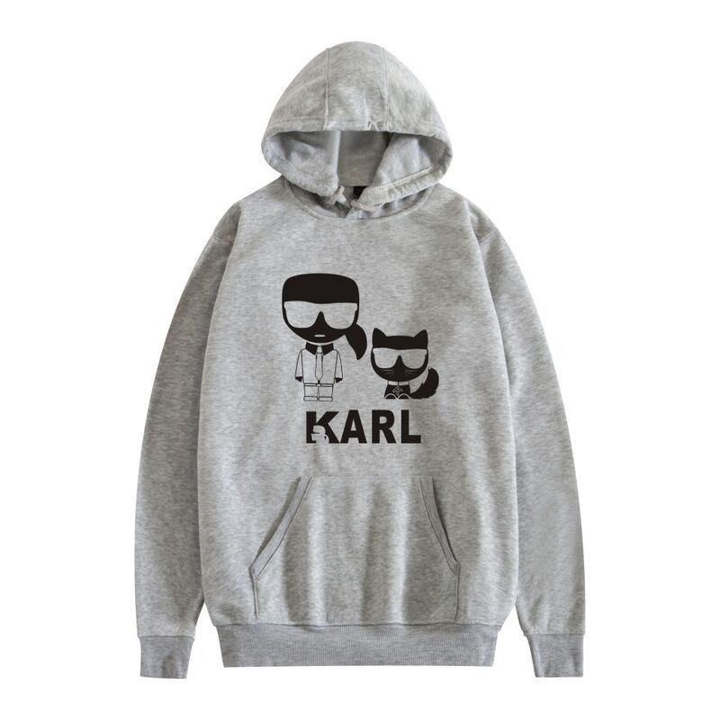 Áo Sweater Cotton Chui Đầu Cỡ Lớn In Họa Tiết Chân Dung Karl Lagerfeld Thời Trang Cho Cặp Đôi 056