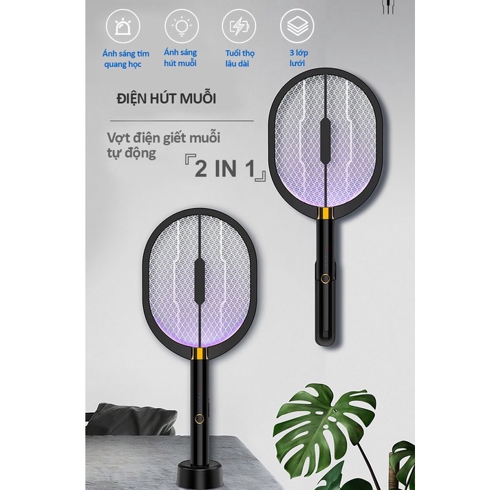 Vợt Muỗi Gấp Gọn Thông minh Tự Động Bắt Muỗi Kiêm Đèn Ngủ Cao Cấp, Vợt Bắt Muỗi Thông Minh Bảo Hành Chính Hãng