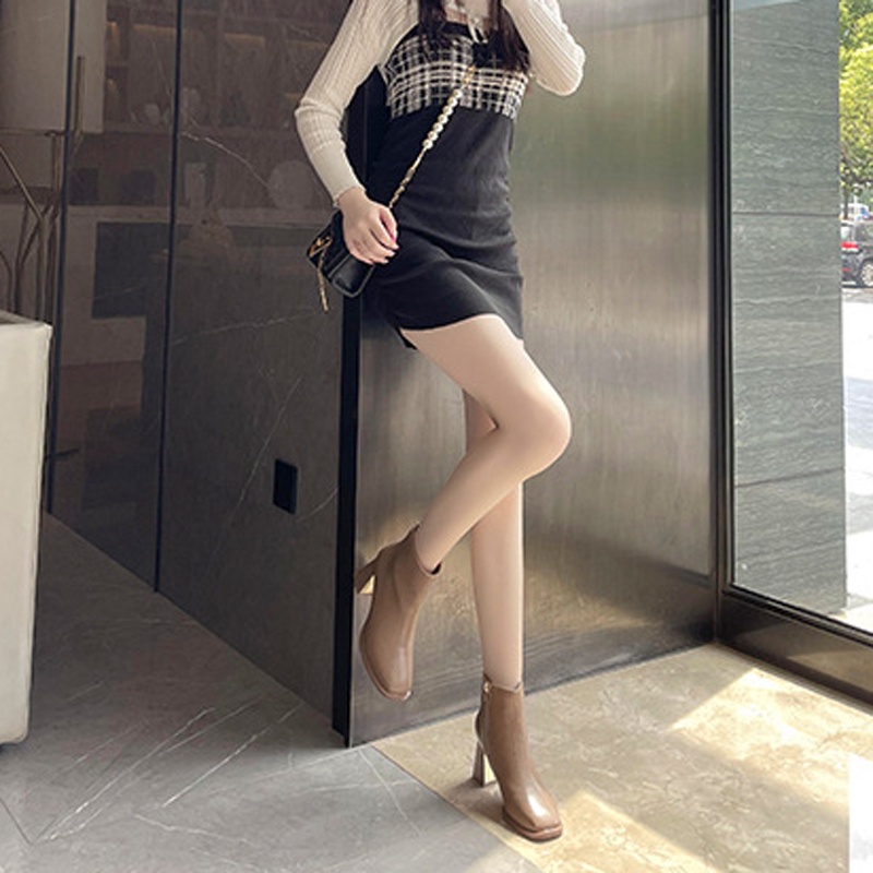 Giày bốt martin IELGY cao gót mũi vuông phối khóa kéo bên hông thời trang dành cho bạn gái