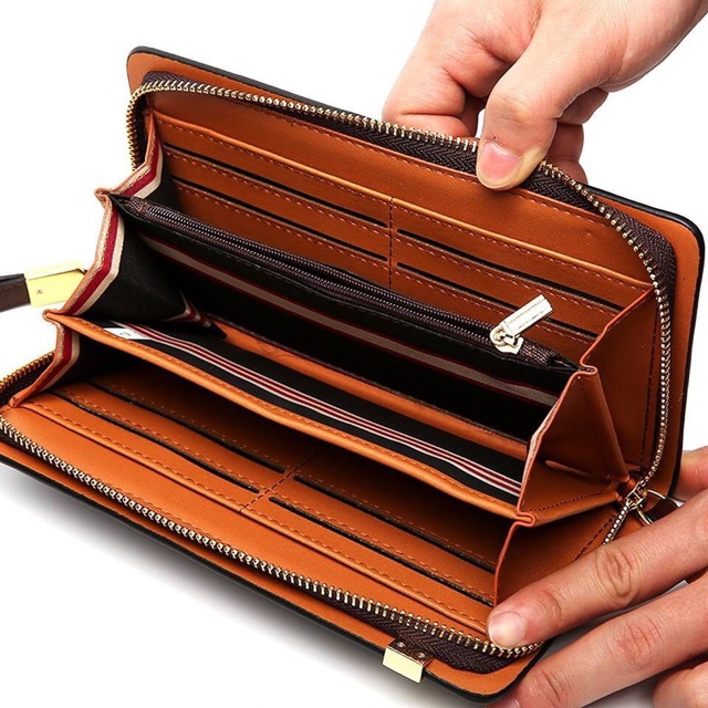Ví da BKSS 8115.Ví Cầm Tay Cao cấp.Bóp Da Phong cách Châu Âu.