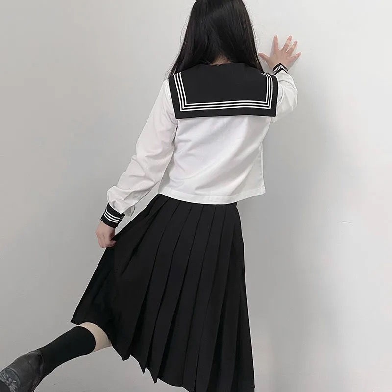 Bộ Đồng Phục Nữ Sinh Nhật Bản Gồm Áo Ngắn + Chân Váy Chữ a Xếp Ly Dễ Phối Đồ