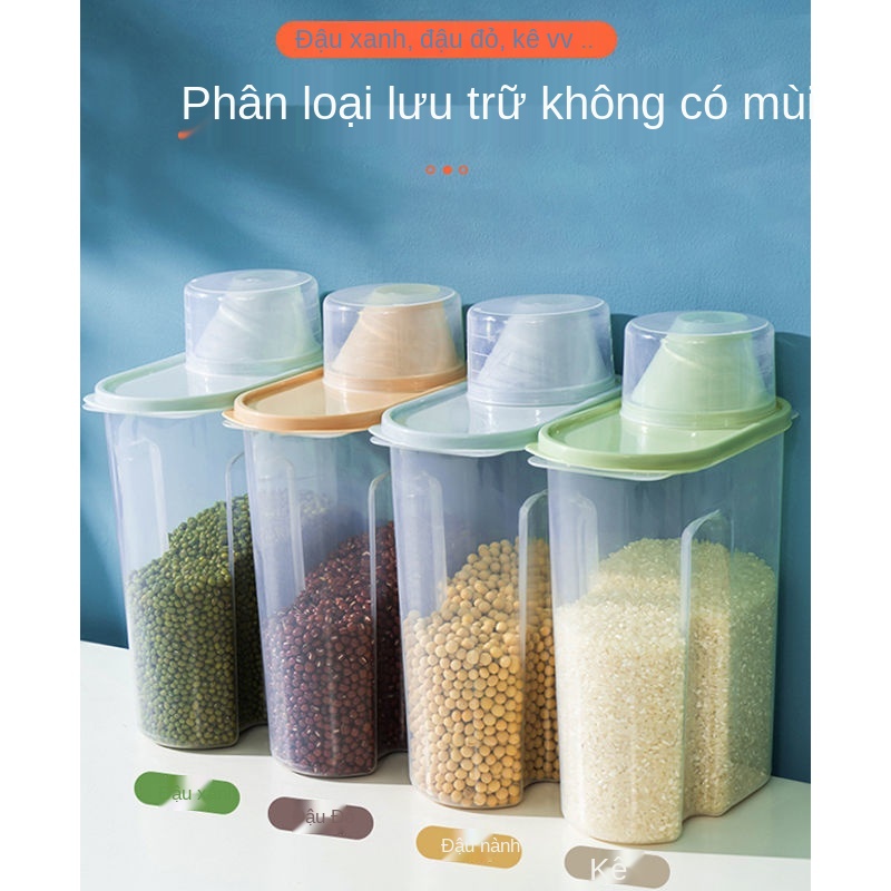 Đồ dùng nhà bếp, hộp bảo quản ngũ cốc nguyên hạt, thực phẩm đóng hộp kín có nắp đậy, hộp đựng đồ dày cỡ lớn