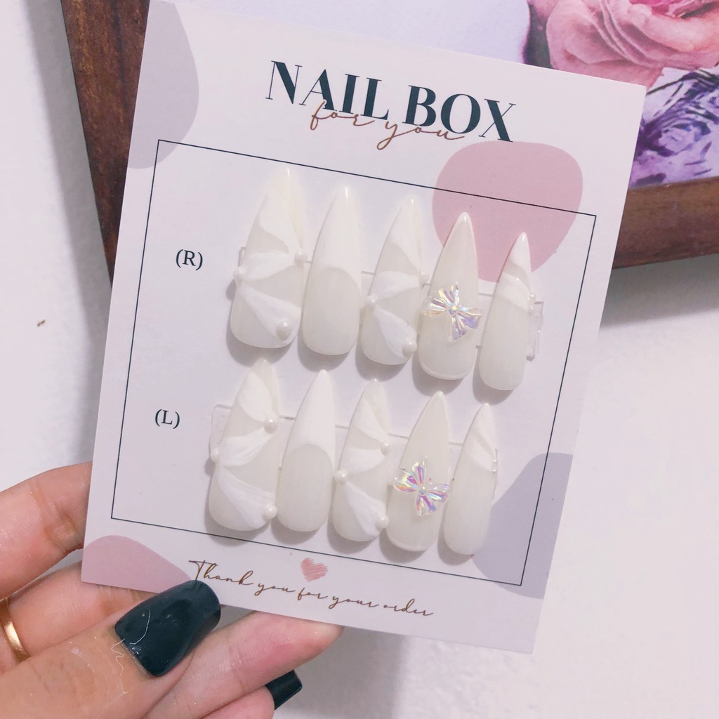 Nailbox thiết kế nail cô dâu nơ xinh mie shine