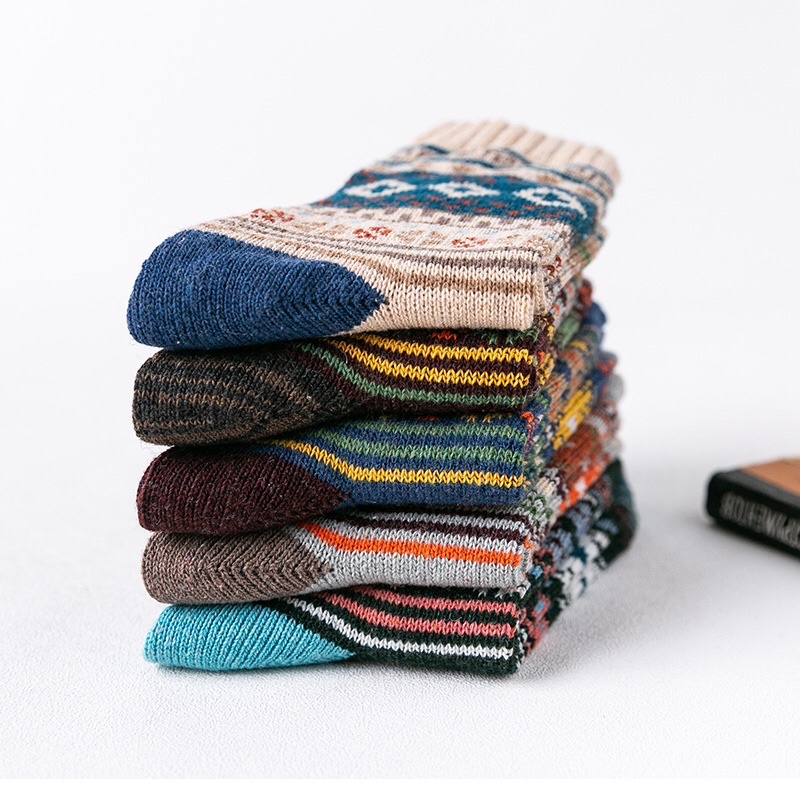 [TonaShoe] Tất Thổ Cẩm Vintage Hoạ Tiết Dấu Cộng M12