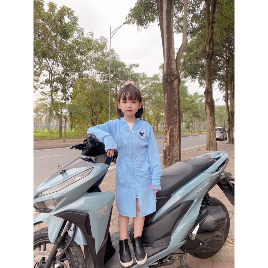 Áo chống nắng cho bé , áo choàng nắng toàn thân dáng dài thông hơi kim cương cho bé gái,