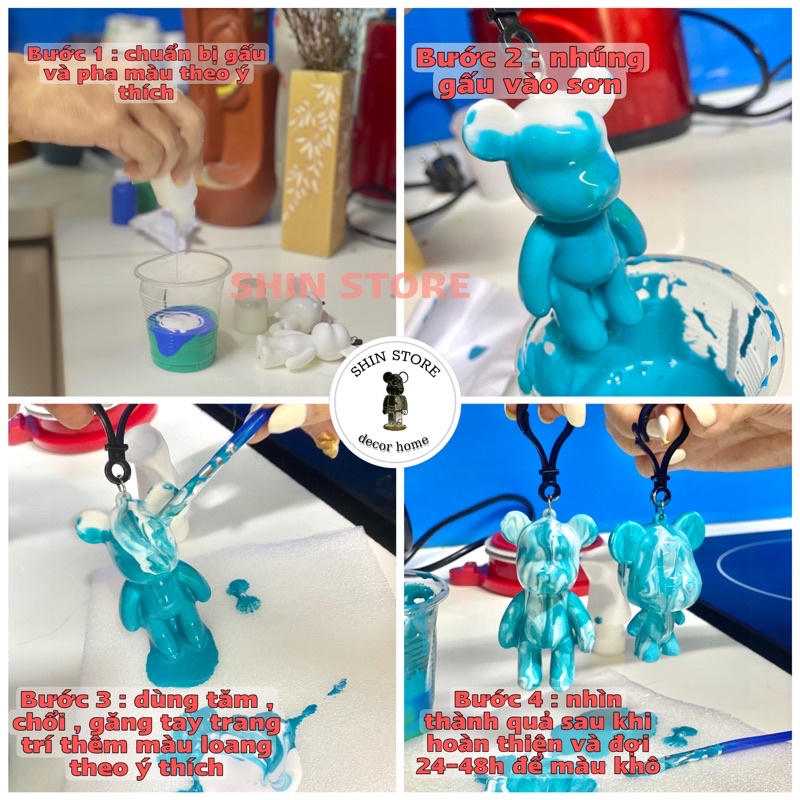 Set Gấu Đổ Màu DIY Bearbrick Sơn Acrylic nhiều màu sắc Hot Trend cho mọi lứa tuổi 2022 Mk97- SHIN STORE