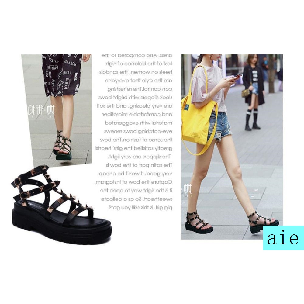 Giày Sandal Đính Đinh Tán Thời Trang Mùa Hè Phong Cách Mới Năm 2021 Cho Nữ