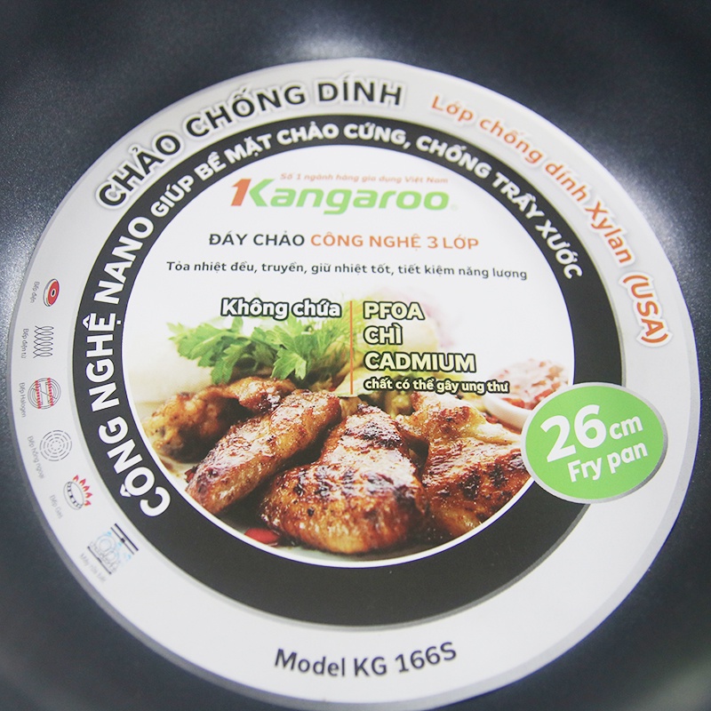 Chảo Chống Dính Nano Đáy Từ Kangaroo KG166 -  SIZE S,M,L - Dùng cho mọi loại bếp