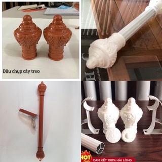 Bộ Thanh cây treo Rèm Vải 9 món .Tặng Kèm Ốc Vít Nở từ 0,9-4M[ Thanh Treo; Bách; Chụp; Ốc Vít, 1 căp núm]