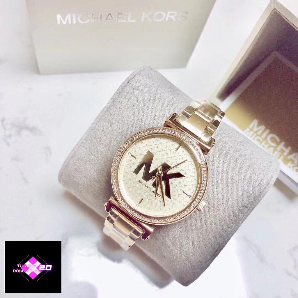 ( Sẵn 2 màu ) Đồng hồ nữ Michael Kors Sofie Quarzt Crytal MK4334 &amp; MK4335 case 36mm. 5ATM